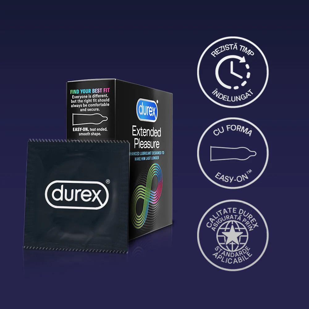 Prezervative Durex Extended Pleasure 3 bucati - Erotic Emporium
