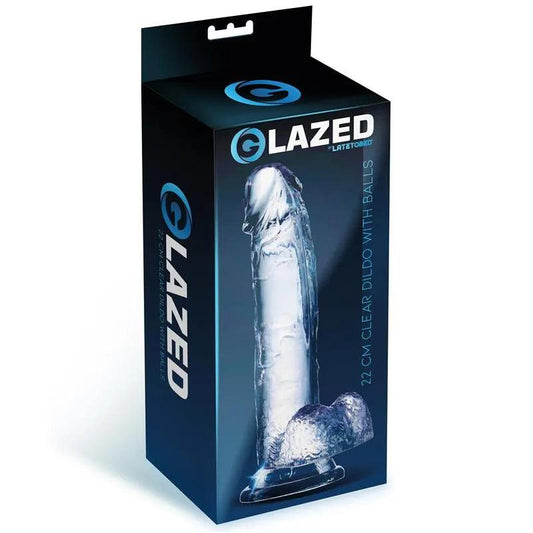 Dildo Realistic, Silicon, Cristal, 22 cm, Testicule, Glazed, LateToBed - Erotic Emporium