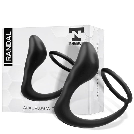 Inel penis + Butt Plug, silicon, negru, Randal, TardeNoche - Erotic Emporium