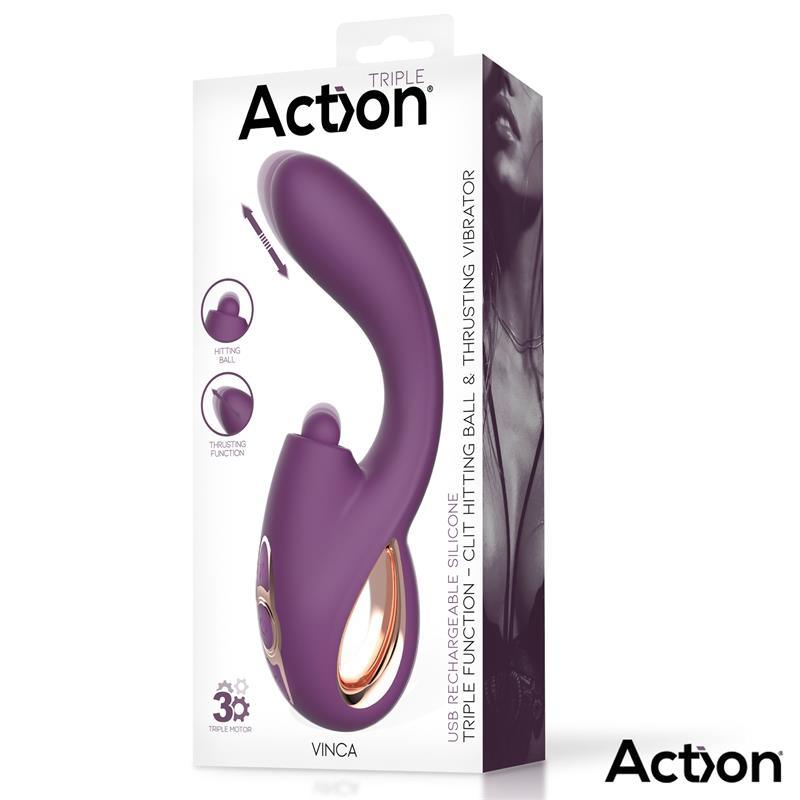 Vibrator, silicon, stimulare clitoridiana, functie tripla, Vinca, Action