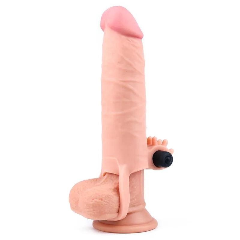 Prelungitor Penis, cu vibratie, TPE X-Tender 5cm, LoveToy - Erotic Emporium
