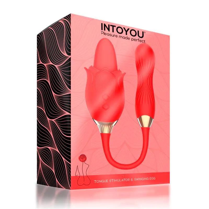 Stimulator clitoris dublu, Silicon, Swinging Egg, 10 functii vibratie, 10 functii miscare, USB, Martinella, InToYou - Erotic Emporium