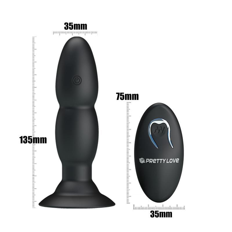 Plug anal, silicon, ABS, 4 funcții vibrație, remote control, 4 funcții rotație, reîncărcabil USB, designed SUA, PrettyLove - Erotic Emporium