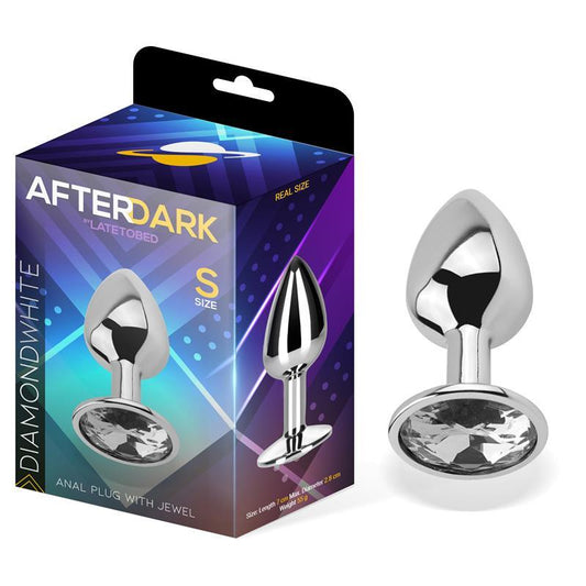 Plug anal, aluminiu, diamant formă rotundă, mărime S, AfterDark - Erotic Emporium