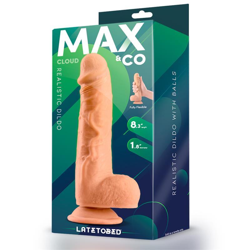 Dildo Realist, silicon, flesh, 20 cm, cu testicule, MaxCo. LateToBed - Erotic Emporium