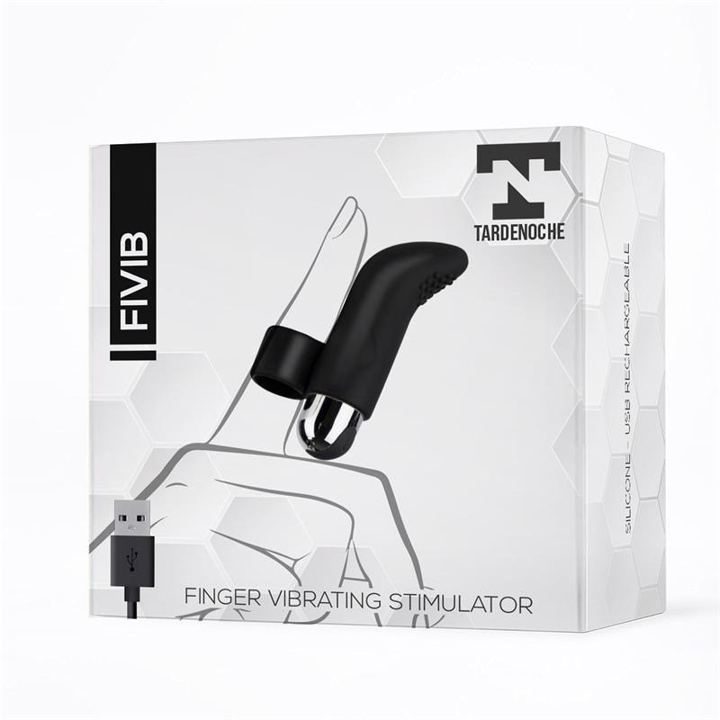 Vibrator, silicon, negru, Tardenoche, Stimulator Vibrating Finger, USB - Erotic Emporium