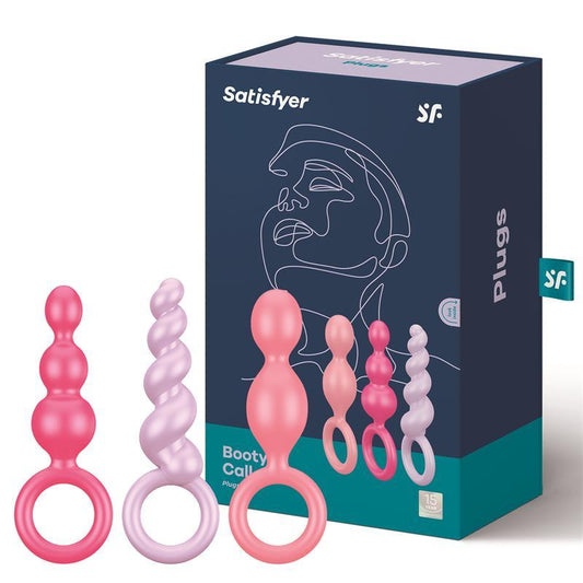 Satisfyer, Pachet 3 Pluguri Anale Silicon Colorate - Erotic Emporium