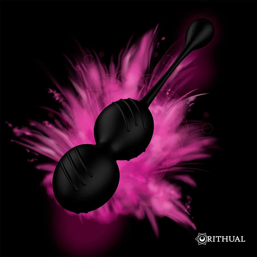 RITHUAL - NISHA RECHARGEABLE VIBRATING KEGEL BALLS BLACK, 4, EroticEmporium.ro