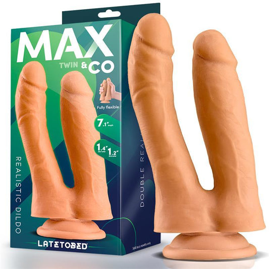 Dildo Realistic Dublu, silicon, flesh, 18 cm, MaxCo. LateToBed - Erotic Emporium