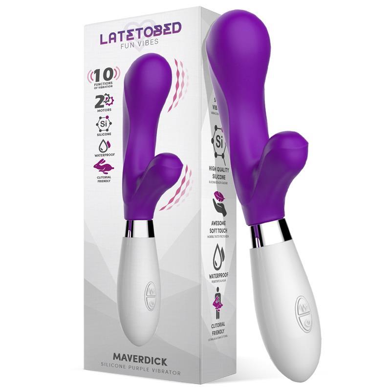 Vibrator punct G, silicon, mov, 21cm, 10 functii, Maverdick, LateToBed - Erotic Emporium