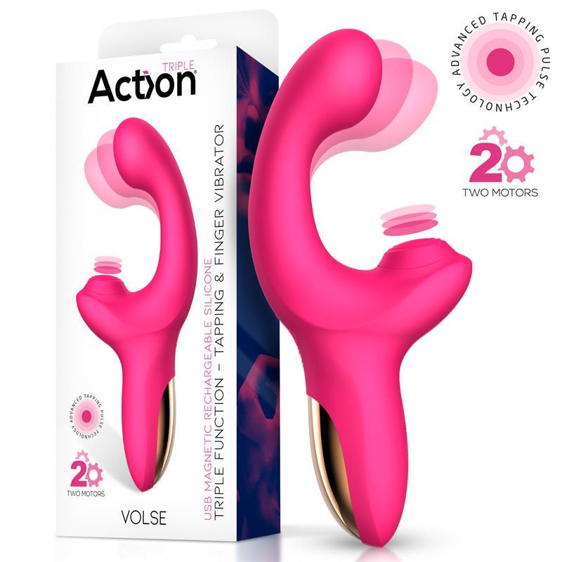 Vibrator punct G, silicon, roz, 18 cm, tripla functie 10 viteze, USB, Volse, Action