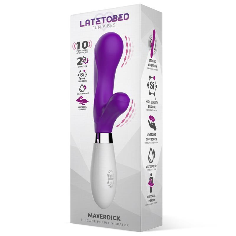 Vibrator punct G, silicon, mov, 21cm, 10 functii, Maverdick, LateToBed - Erotic Emporium