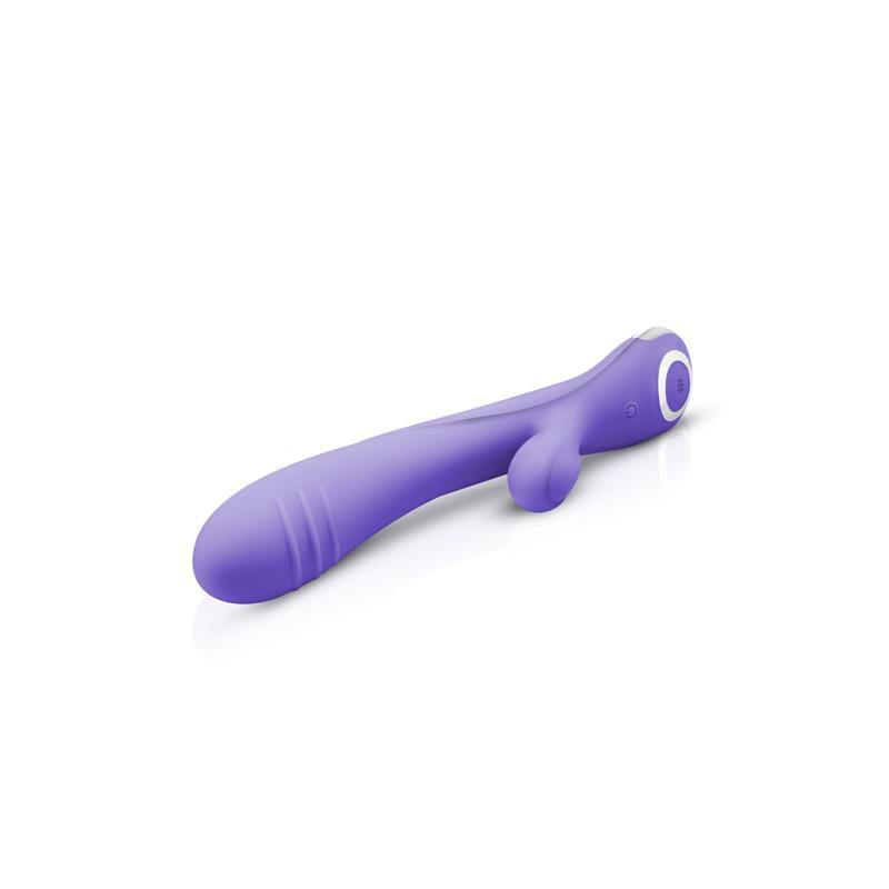 Vibrator punct G, silicon, mov, 22cm, 10 functii, USB, Fane Rabbit, Good Vibes Only - Erotic Emporium