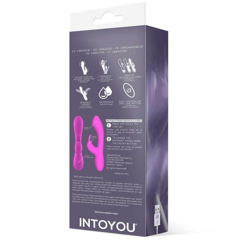 Vibrator punct G, silicon, roz, 19,9cm, 8 functii, Mauve, InToYou - Erotic Emporium