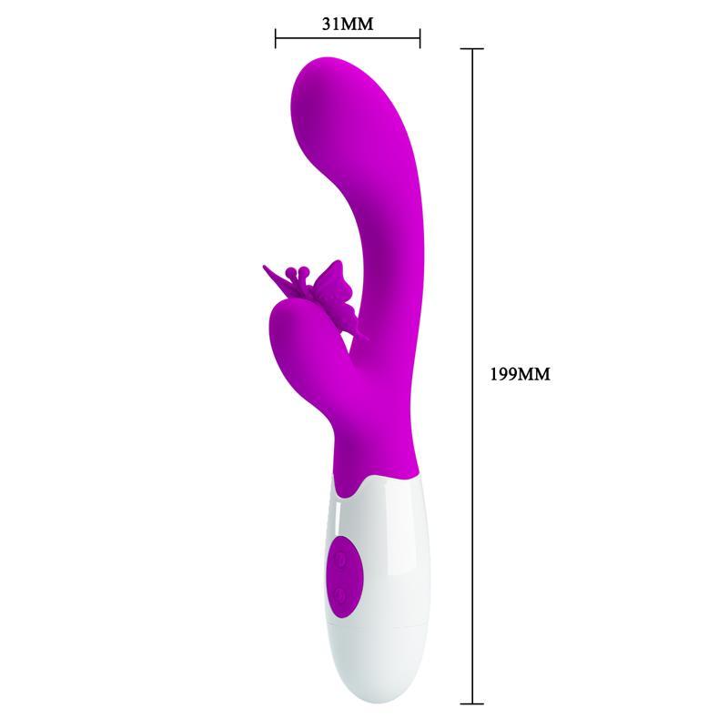 Vibrator punct G, silicon, roz, 20cm, 30 functii, Butterfly Kiss, PrettyLove