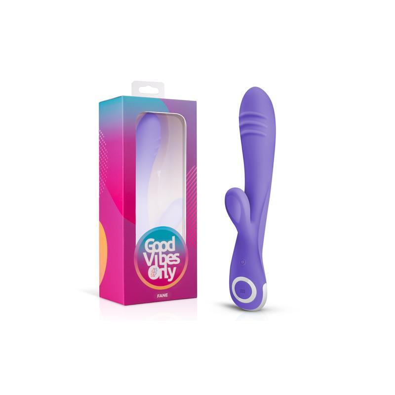 Vibrator punct G, silicon, mov, 22cm, 10 functii, USB, Fane Rabbit, Good Vibes Only - Erotic Emporium