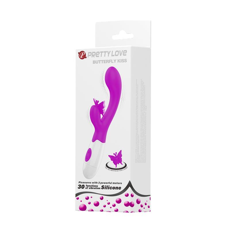 Vibrator punct G, silicon, roz, 20cm, 30 functii, Butterfly Kiss, PrettyLove