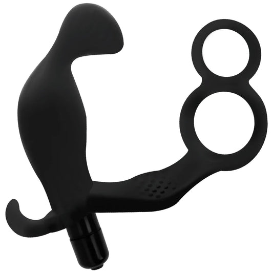 Addicted toys - anal plug with double penis ring and testicles black, 1, EroticEmporium.ro