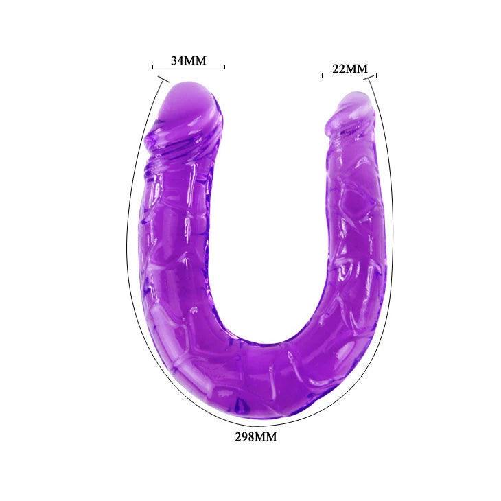 Baile - double dildo in lilac flexible jelly, 4, EroticEmporium.ro