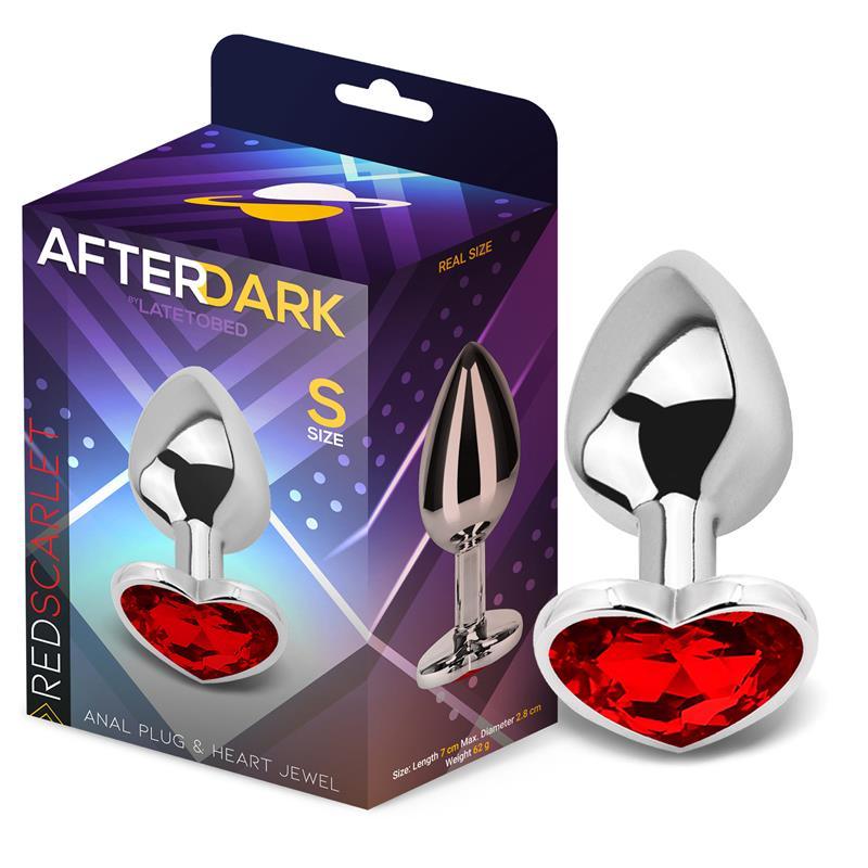 Butt plug, aluminiu, diamant forma inima, marime S, AfterDark - Erotic Emporium