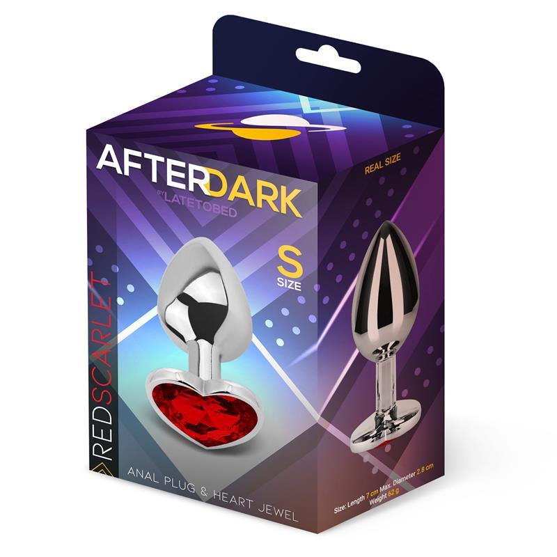 Butt plug, aluminiu, diamant forma inima, marime S, AfterDark - Erotic Emporium