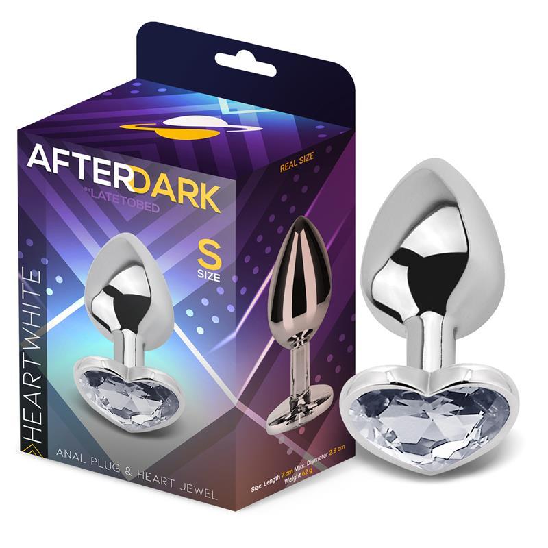 Butt plug, aluminiu, diamant forma inima, marime S, AfterDark - Erotic Emporium