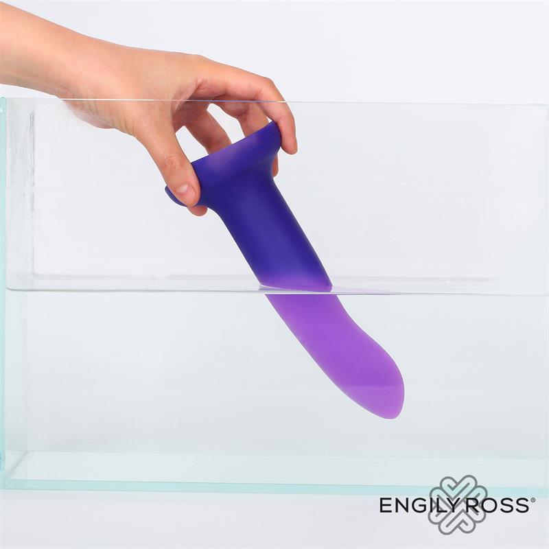 Dildo + bulet, 10 functii, culoare sensibila la temperatura albastru mov, marime S, compatibil ham strap-on, Dildox by Engily Ross - Erotic Emporium