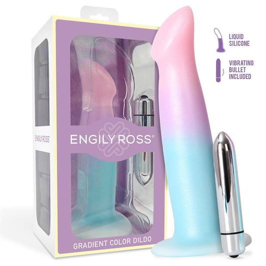 Dildo + bulet, 10 functii, silicon, gradient culoare, compatibil ham strap-on, Dildox by Engily Ross