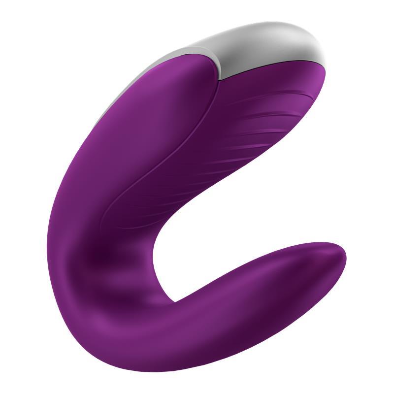 Satisfyer, Double Fun Violet for Couples Bluetooth App Remote Control, stimulator clitoris, silicon, mov, dublă funcție - Erotic Emporium