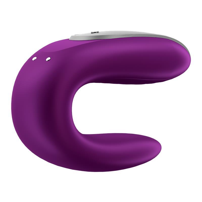 Satisfyer, Double Fun Violet for Couples Bluetooth App Remote Control, stimulator clitoris, silicon, mov, dublă funcție - Erotic Emporium