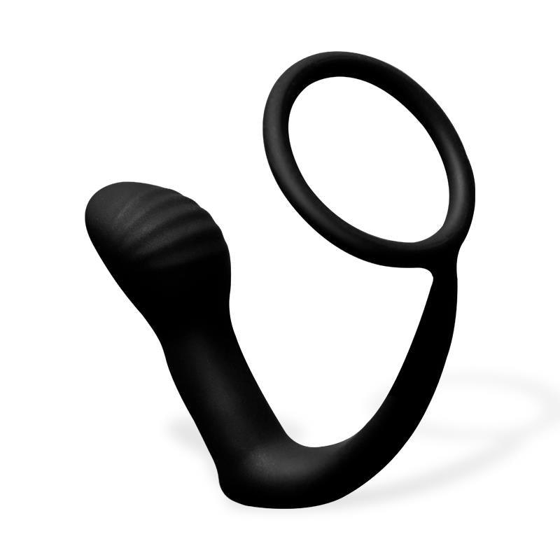 Vibrator Anal + inel penis, Masaj Prostata, Silicon, Negru, 10 functii vibratie, USB, Carnelian, AfterDark, InToYou - Erotic Emporium