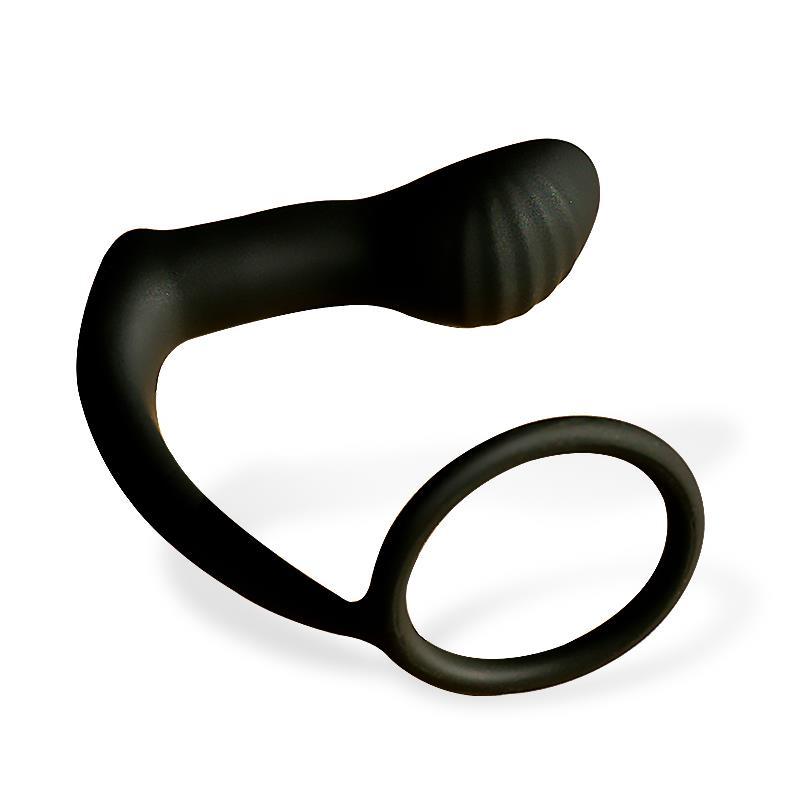 Vibrator Anal + inel penis, Masaj Prostata, Silicon, Negru, 10 functii vibratie, USB, Carnelian, AfterDark, InToYou - Erotic Emporium