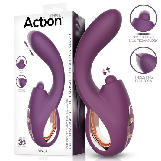 Vibrator, silicon, stimulare clitoridiana, functie tripla, Vinca, Action