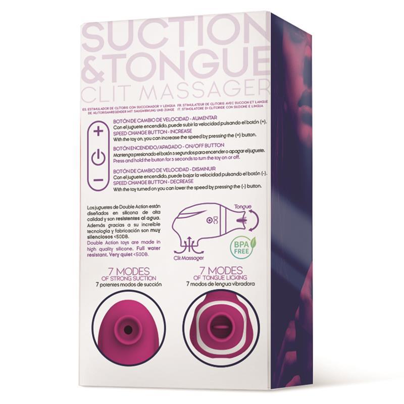 Stimulator clitoris, Silicon, mov, clitoris sucker, Action No. Seven 2in1 Suction&Tongue Clioris Massager - Erotic Emporium