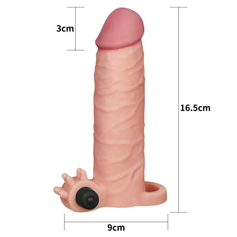 Prelungitor Penis, cu vibratie, TPE X-Tender 5cm, LoveToy