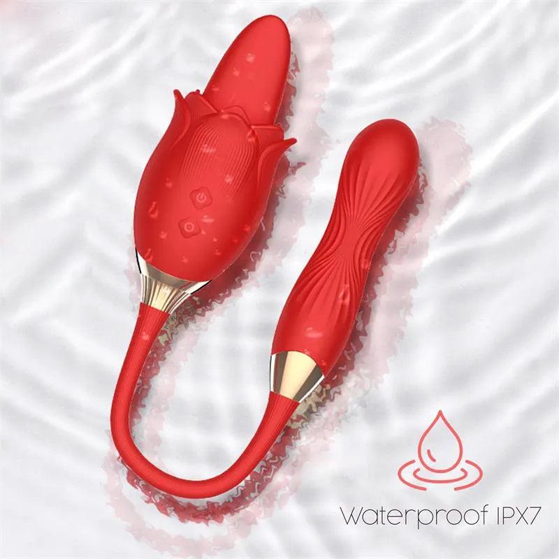 Stimulator clitoris dublu, Silicon, Swinging Egg, 10 functii vibratie, 10 functii miscare, USB, Martinella, InToYou