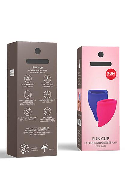 Kit cupe menstruale, Fun Cup Explore, roz și albastru - Erotic Emporium
