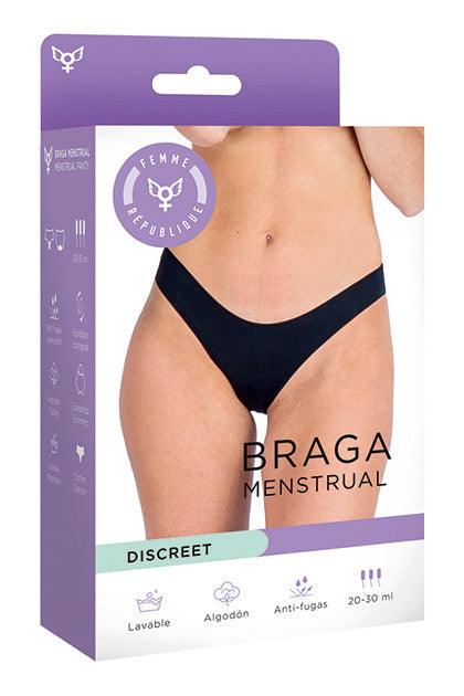 Chiloți menstruali, Braga DISCREET, negru, absorbție medie - Erotic Emporium
