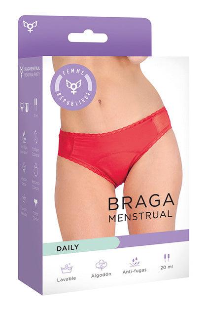 Chiloți menstruali, Braga DAILY, roșu, absorbție normală - Erotic Emporium