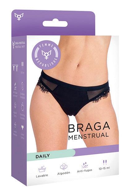 Chiloți menstruali, Braga DAILY, negru, absorbție normală - Erotic Emporium