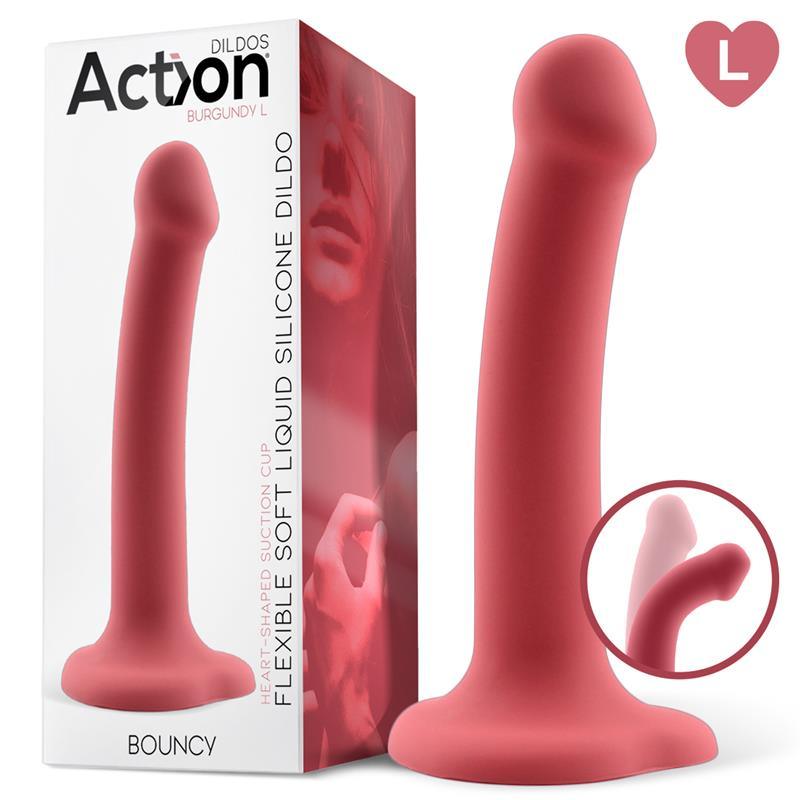 Dildo Bouncy, silicon Flexibil Mărimea L, Burgund, Action - Erotic Emporium
