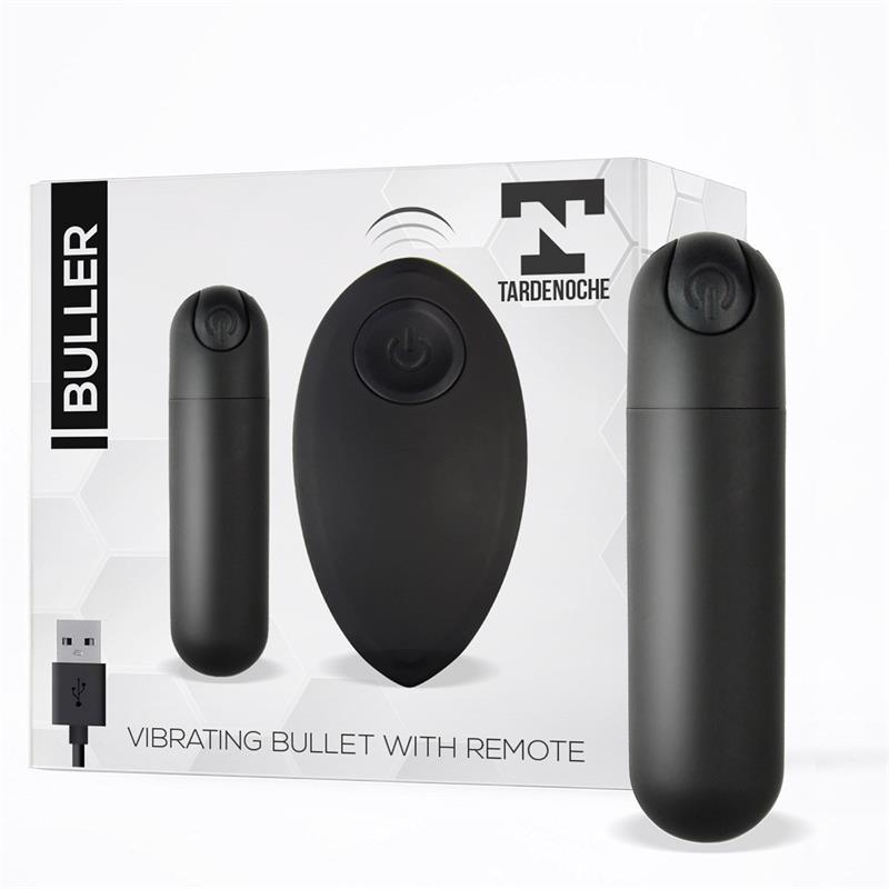 Vibrator glonț, silicon, negru, 7,6cmx2cm, Telecomandă, USB, TardeNoche - Erotic Emporium