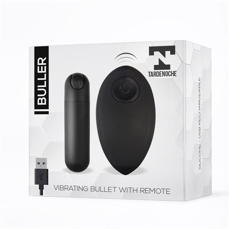 Vibrator glonț, silicon, negru, 7,6cmx2cm, Telecomandă, USB, TardeNoche - Erotic Emporium