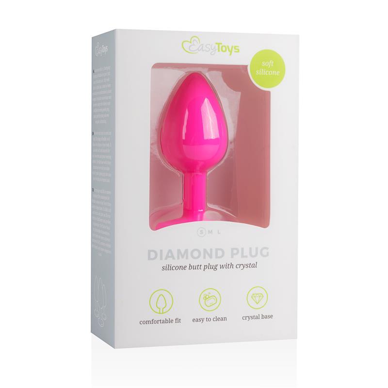 Plug anal, silicon, roz, diamant, impermeabil, EasyToys - Erotic Emporium