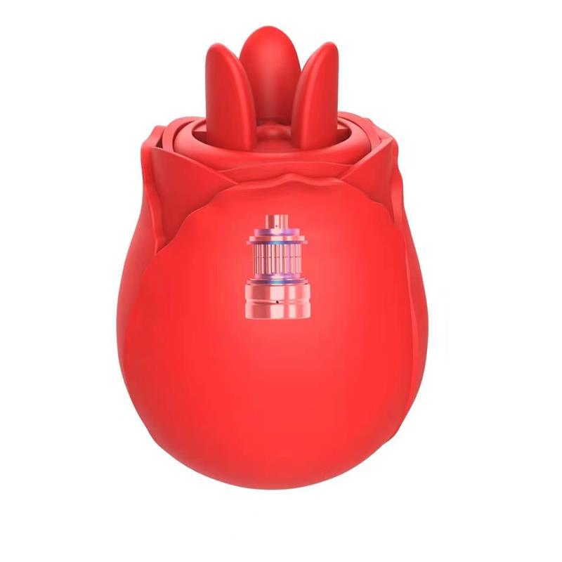 Stimulator clitoris, silicon, roșu, Ünihörn, CherryRose, 2 în 1 Suction and Licking Tongues Clitoris Massager Magnetic ,USB, port încărcare - Erotic Emporium