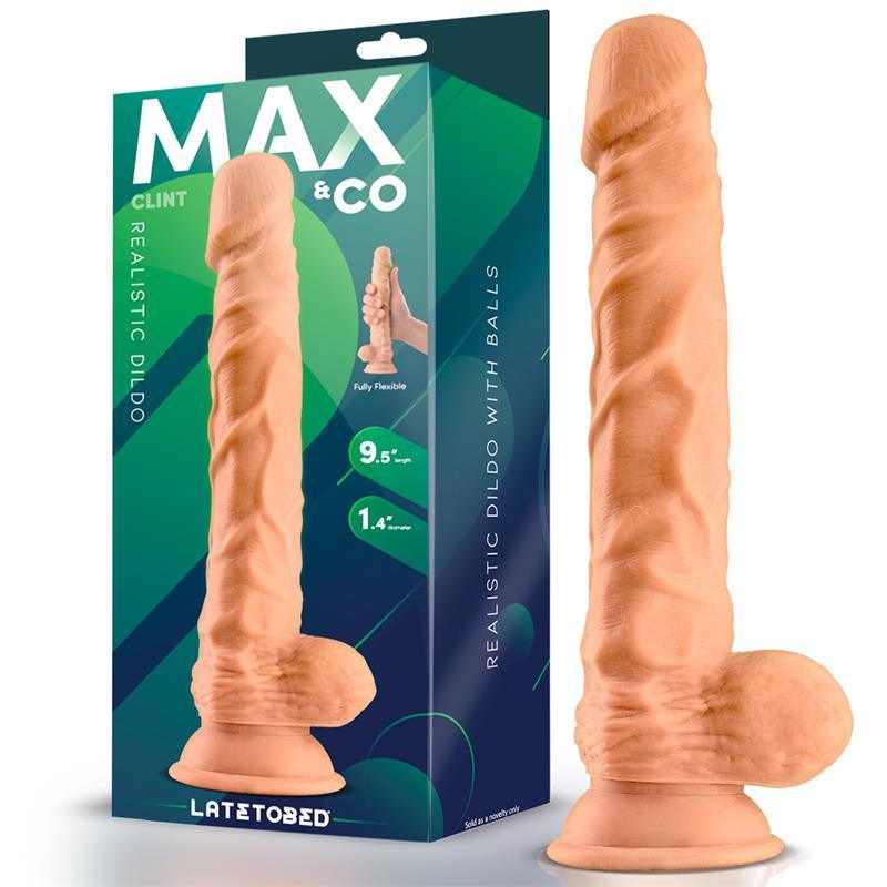 Dildo Realist, silicon, flesh, 24 cm, cu testicule, MaxCo. LateToBed - Erotic Emporium