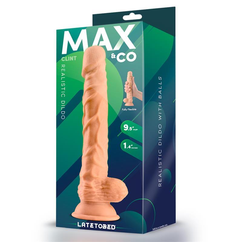 Dildo Realist, silicon, flesh, 24 cm, cu testicule, MaxCo. LateToBed - Erotic Emporium