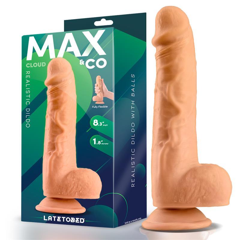 Dildo Realist, silicon, flesh, 20 cm, cu testicule, MaxCo. LateToBed - Erotic Emporium