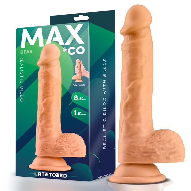 Dildo Realist, silicon, flesh, 21,5 cm, cu testicule, MaxCo. LateToBed - Erotic Emporium