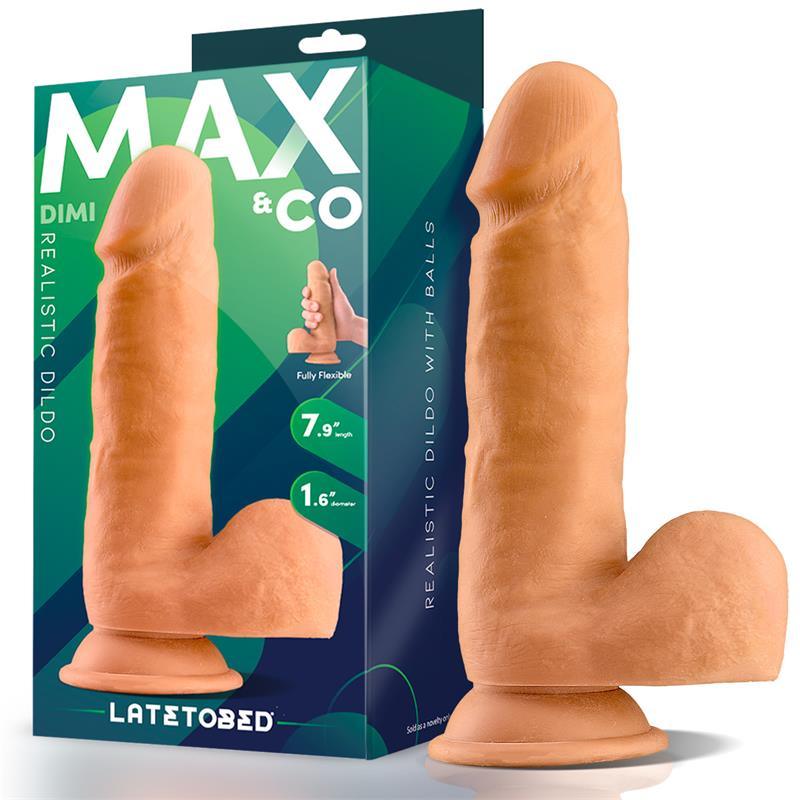 Dildo Realistic, silicon, flesh, 20 cm, Max&Co Dimi Dildo Realistic cu Testicule, LateToBed - Erotic Emporium